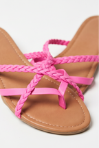 Jamie Criss Cross Braided Straps Flat Sandals