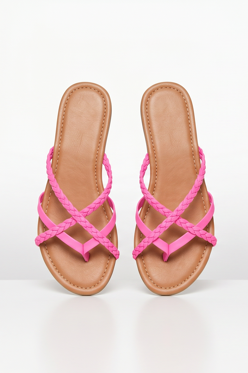 Jamie Criss Cross Braided Straps Flat Sandals