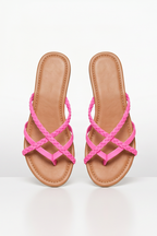 Jamie Criss Cross Braided Straps Flat Sandals