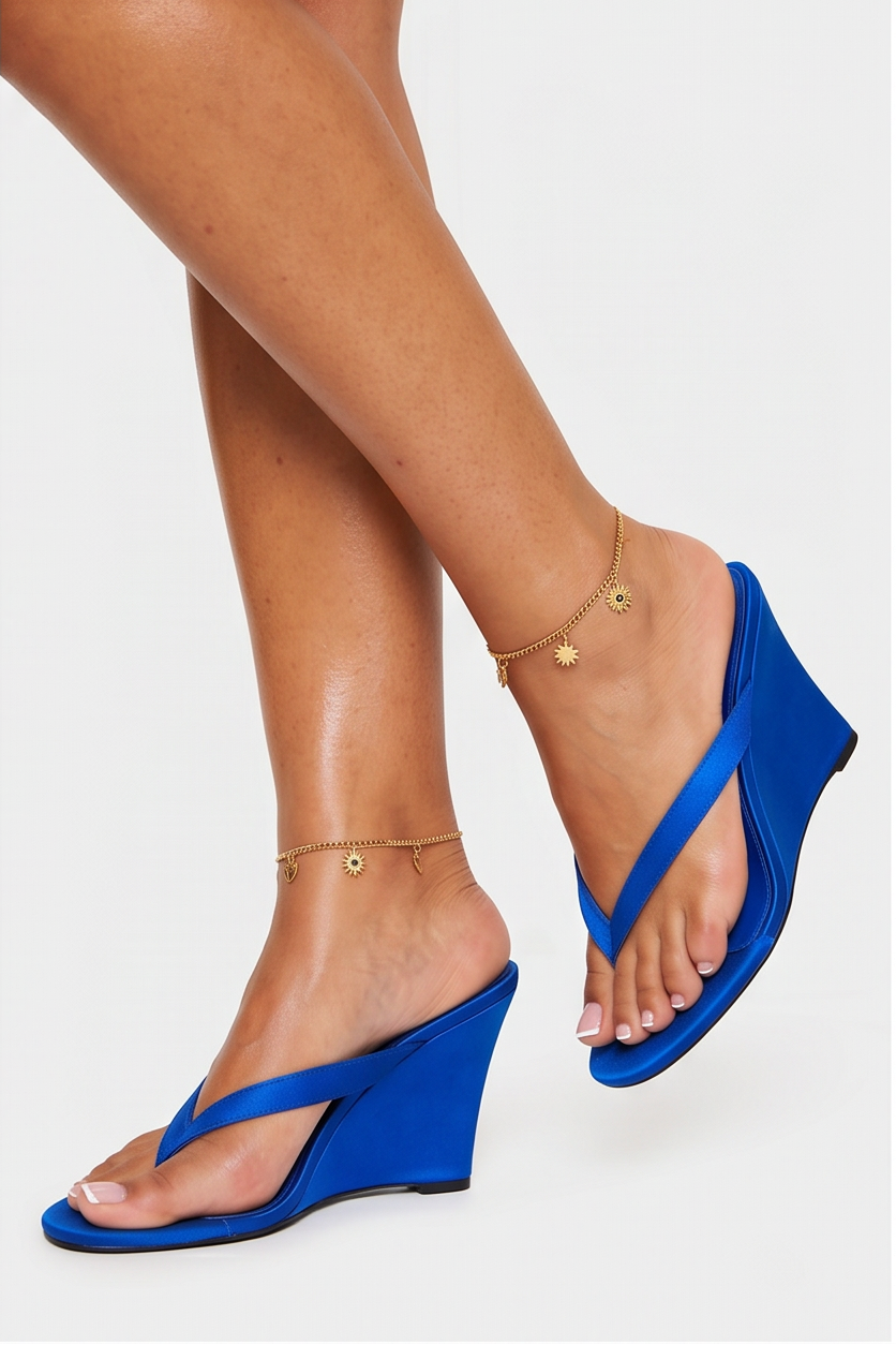 Jovie Suede Thong Platform Wedge High Heel Mules