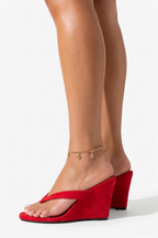 Jovie Suede Thong Platform Wedge High Heel Mules