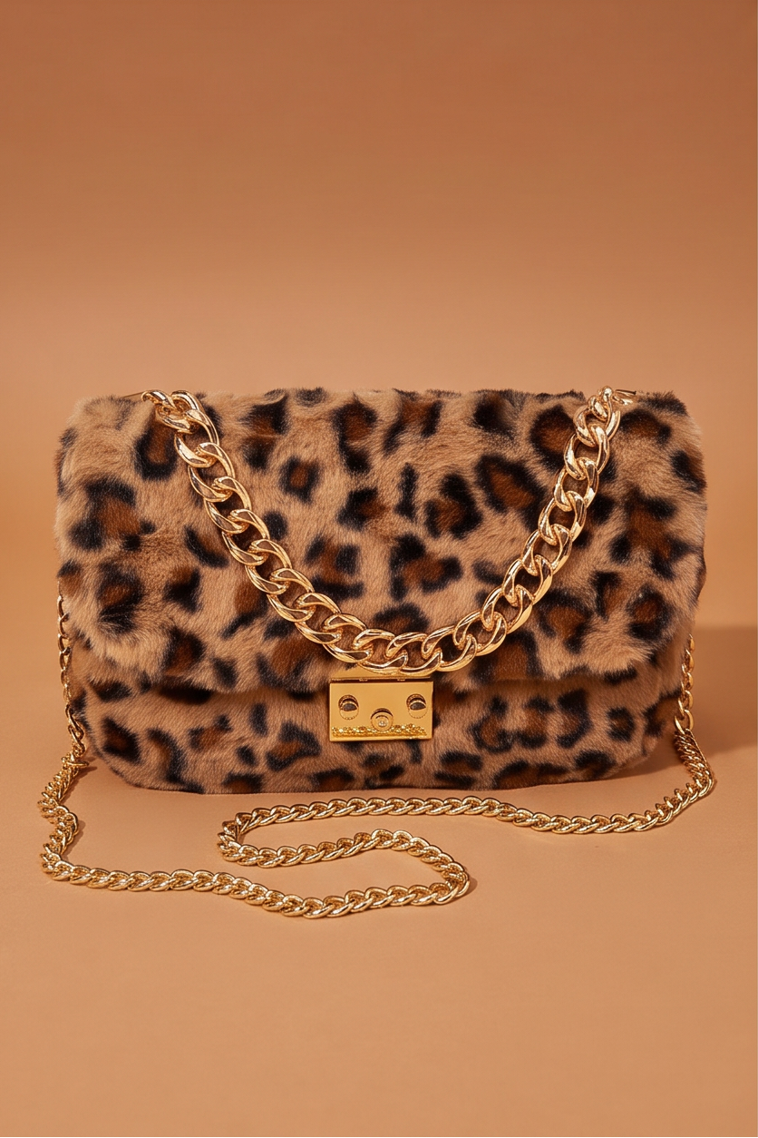 Leona Faux Fur Chain Strap Shoulder Bag