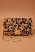 Leona Faux Fur Chain Strap Shoulder Bag
