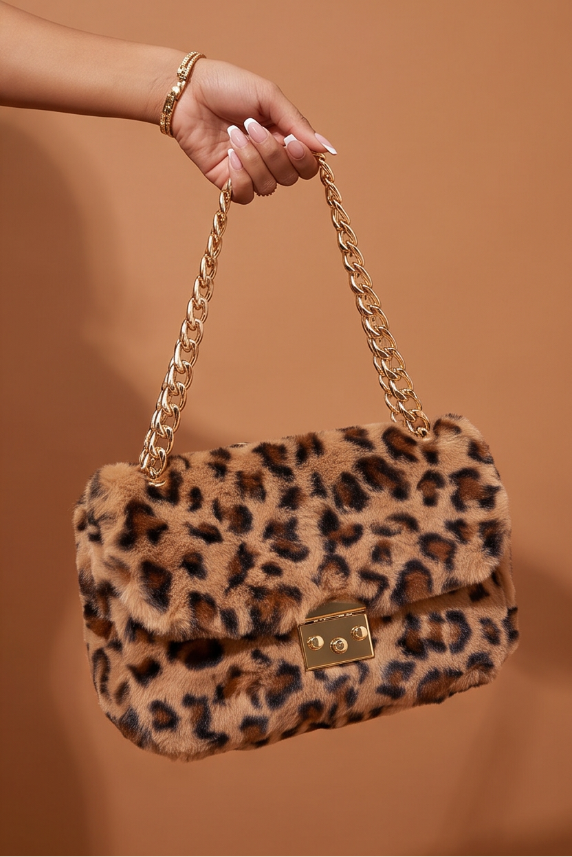 Leona Faux Fur Chain Strap Shoulder Bag
