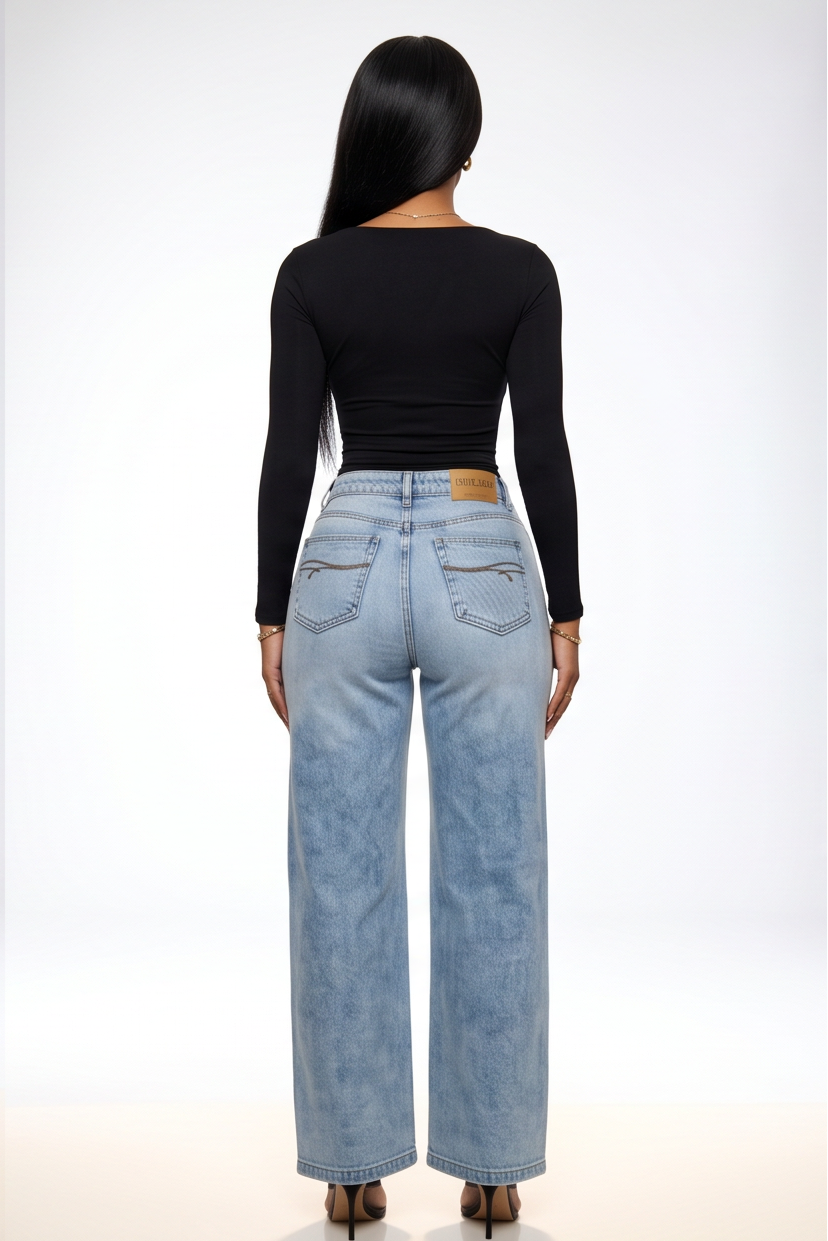 Light Wash High Rise Wide Leg Jeans