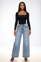 Light Wash High Rise Wide Leg Jeans