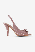 Lilia Bow Detail Square Toe Slingback High Heel Mules