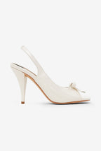 Lilia Bow Detail Square Toe Slingback High Heel Mules