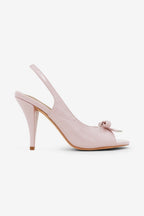 Lilia Bow Detail Square Toe Slingback High Heel Mules