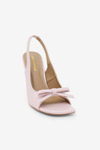 Lilia Bow Detail Square Toe Slingback High Heel Mules