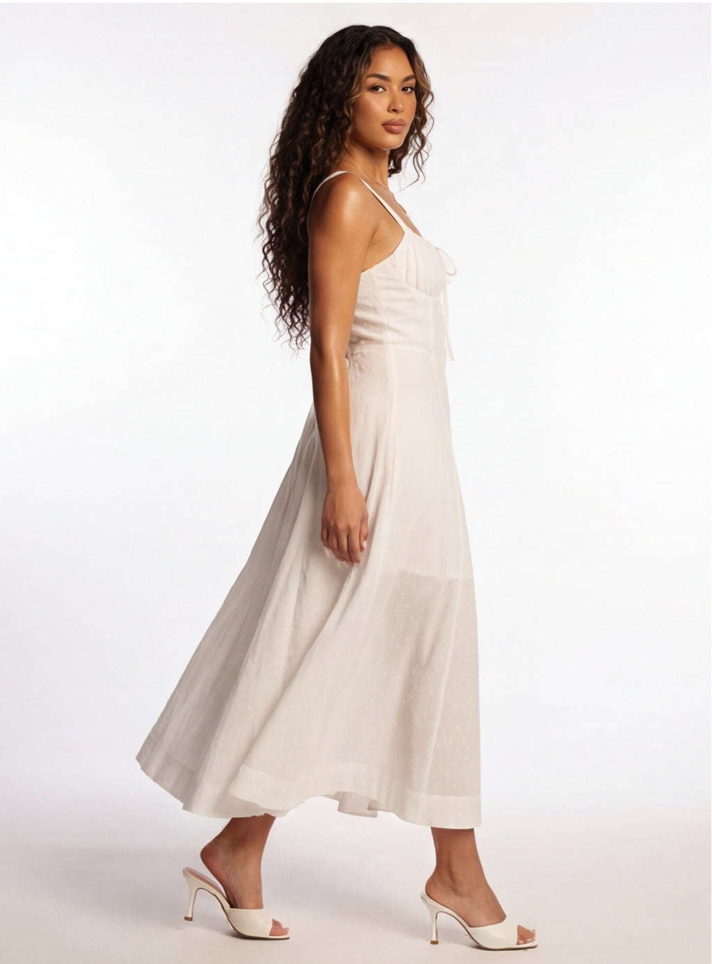 Maryana Lace Up Back Bone In Corset Maxi Dress