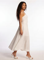 Maryana Lace Up Back Bone In Corset Maxi Dress