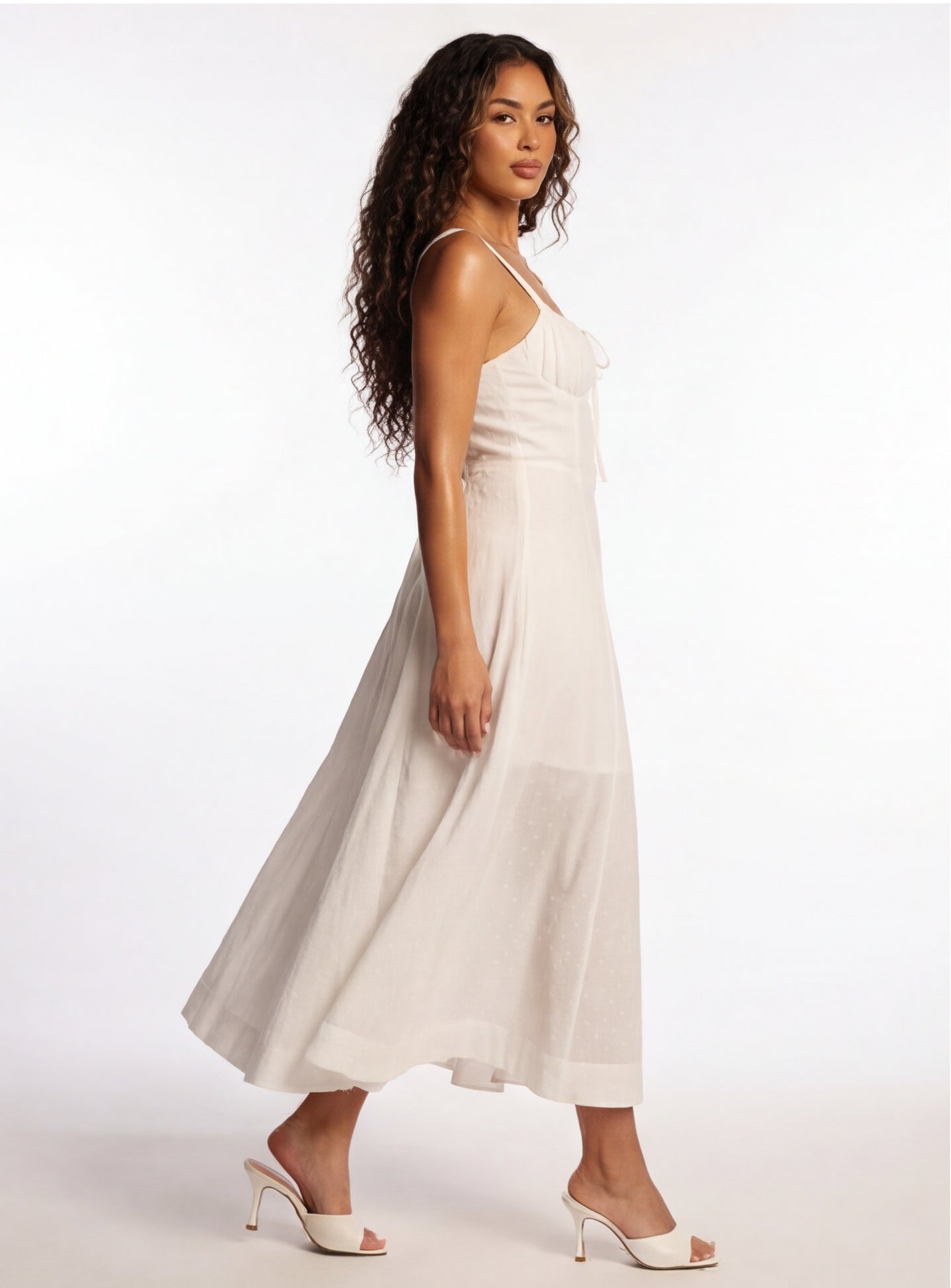Maryana Lace Up Back Bone In Corset Maxi Dress