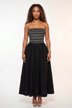 Marbella Striped Flowy Strapless Maxi Dress