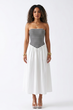 Marbella Striped Flowy Strapless Maxi Dress