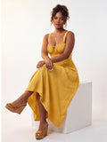 Maryana Lace Up Back Bone In Corset Maxi Dress