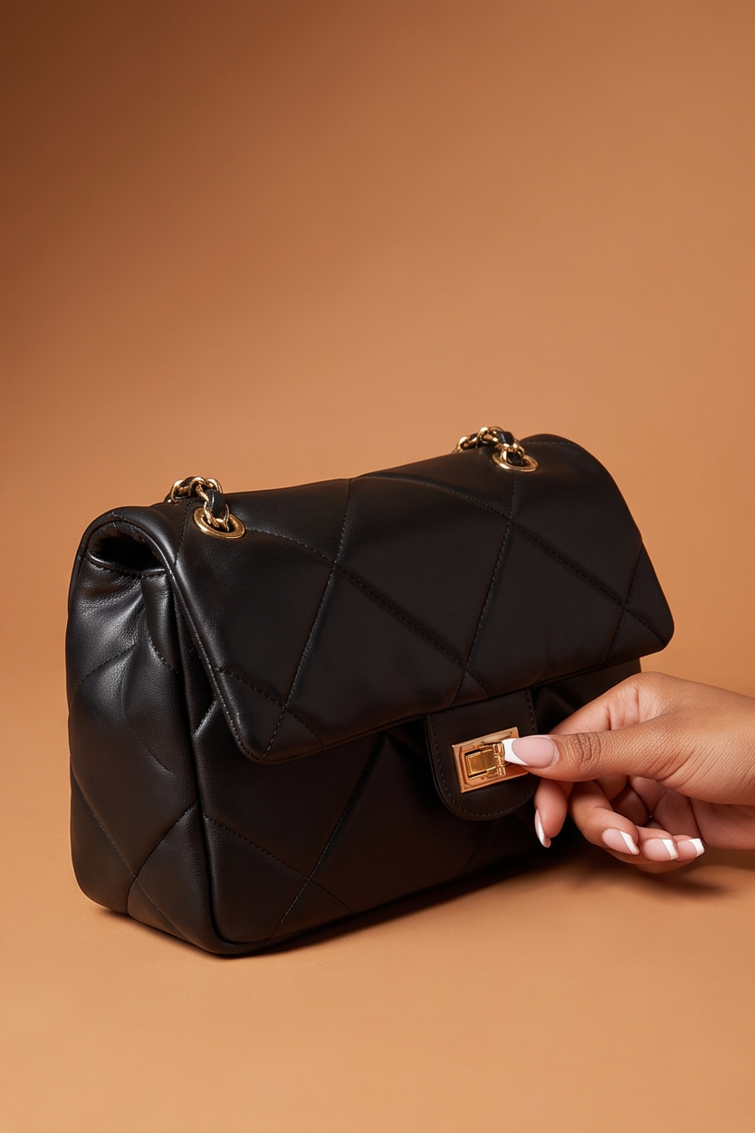 Mila Wide Quilted Chain Strap Shoulder Bag