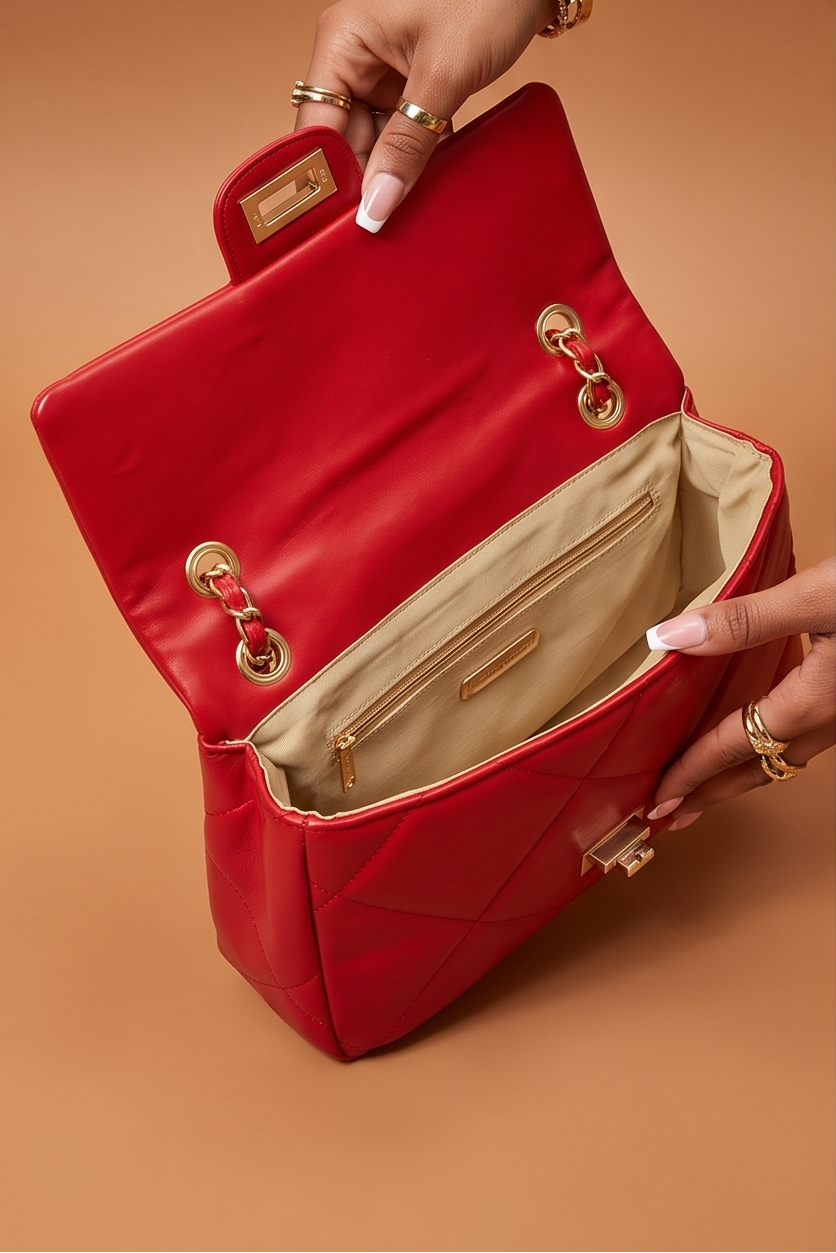 Mila Wide Quilted Chain Strap Shoulder Bag