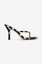 Alessia Polka Dot Square Toe High Heel Mules