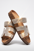 Naya Rhinestone Details Open Toe Flat Sandals