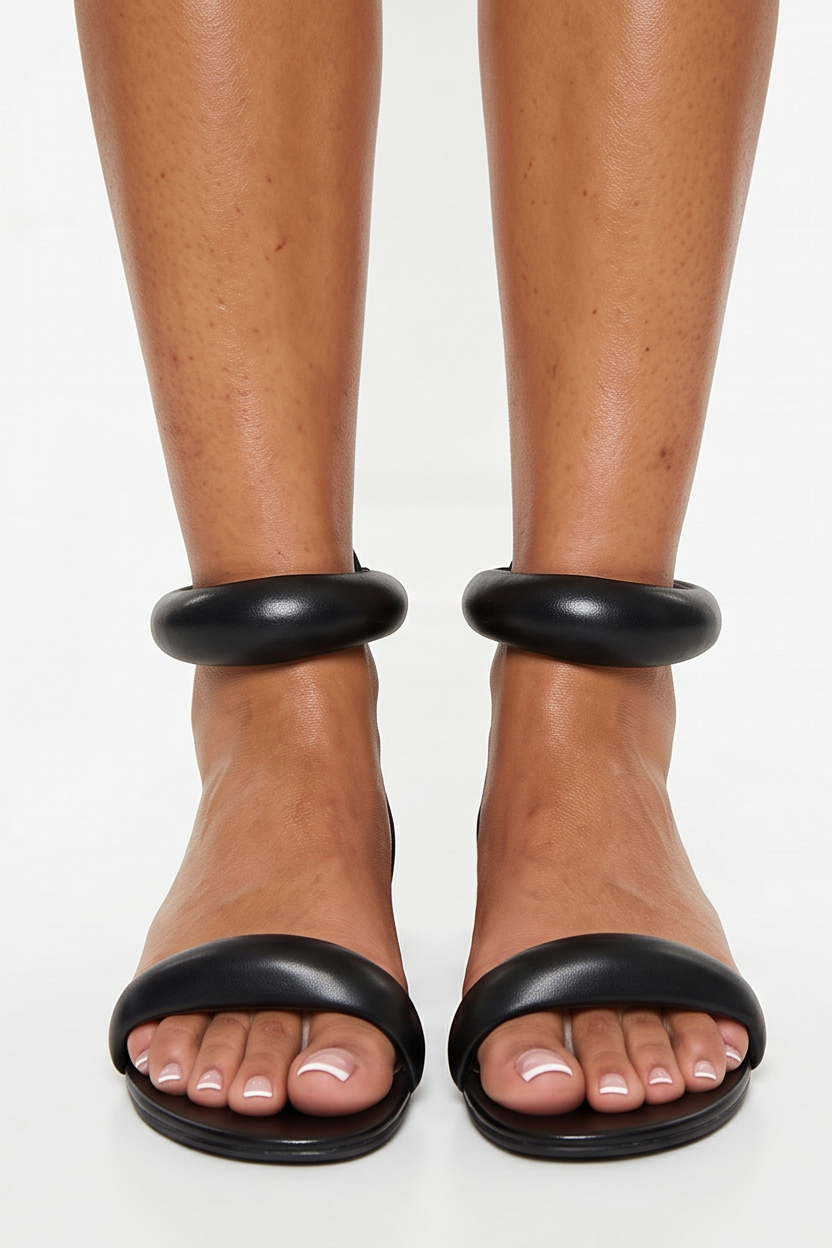 Noa Sculpted Leather Minimalist Flat Sandals