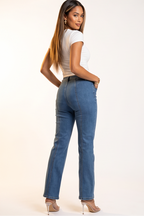 Noelle Panel Stitch High Rise Straight Leg Jeans