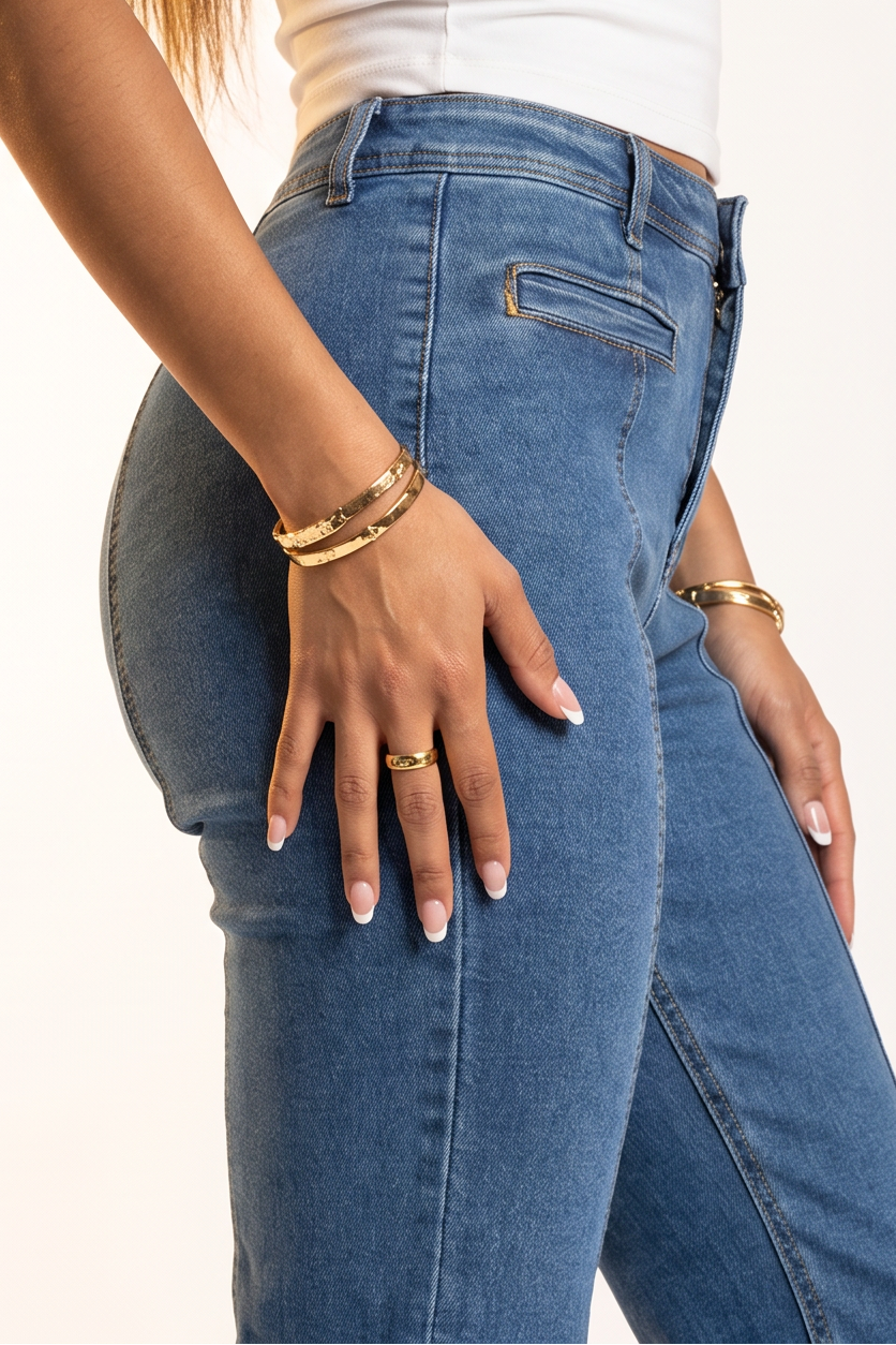Noelle Panel Stitch High Rise Straight Leg Jeans