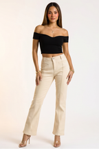 Noelle Panel Stitch High Rise Straight Leg Jeans