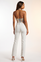 Noelle Panel Stitch High Rise Straight Leg Jeans