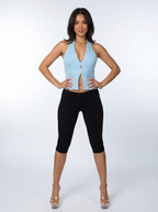 Phoebe Split Front Plunge Neck Halter Top