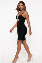 Regina Chain Strap Deep V Bandage Mini Dress