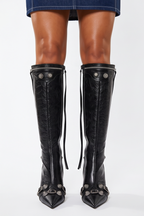 Roxy Moto Studded Pointed Toe Knee High Boots