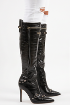 Roxy Moto Studded Pointed Toe Knee High Boots