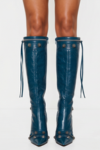 Roxy Moto Studded Pointed Toe Knee High Boots