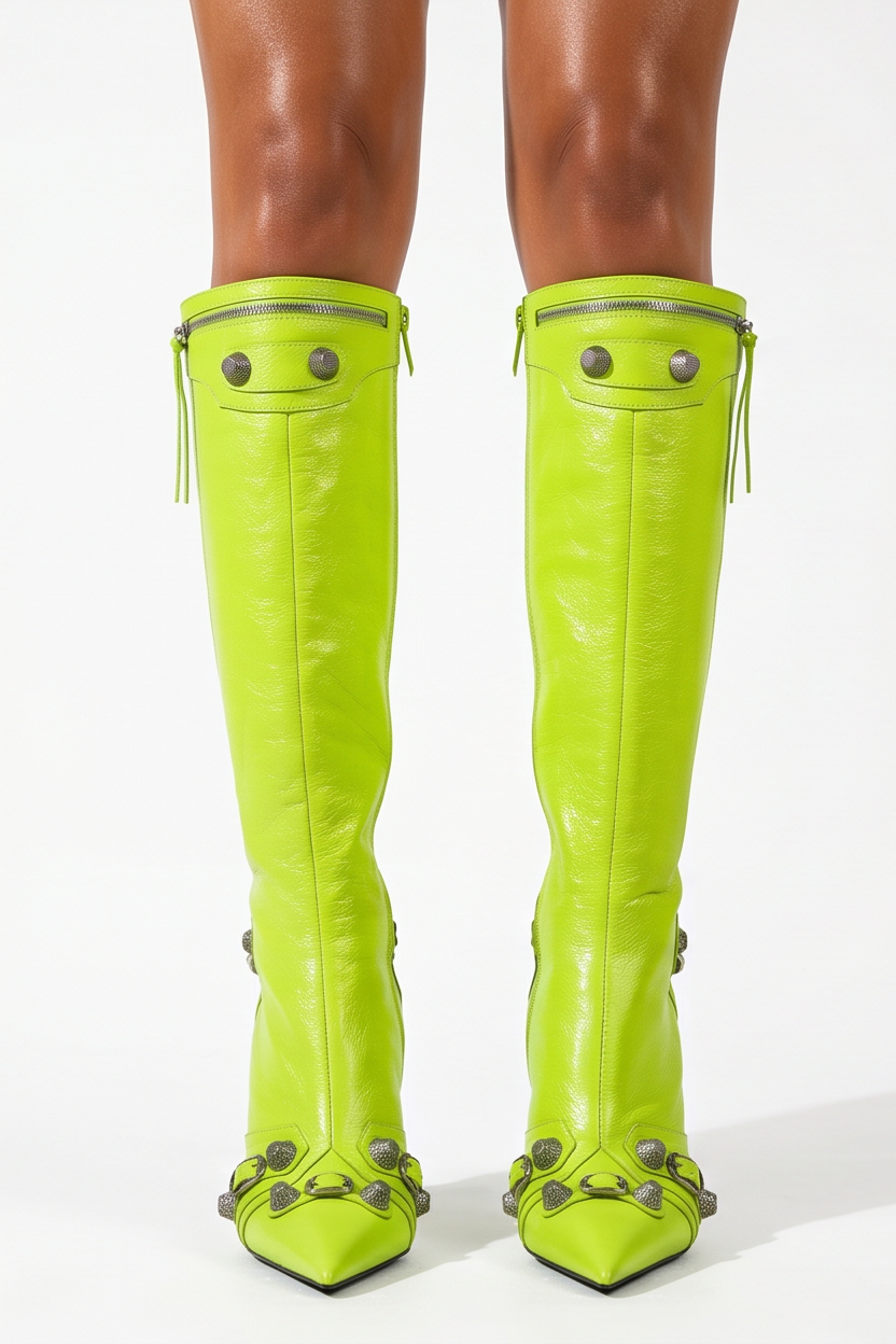 Roxy Moto Studded Pointed Toe Knee High Boots