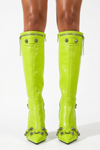 Roxy Moto Studded Pointed Toe Knee High Boots