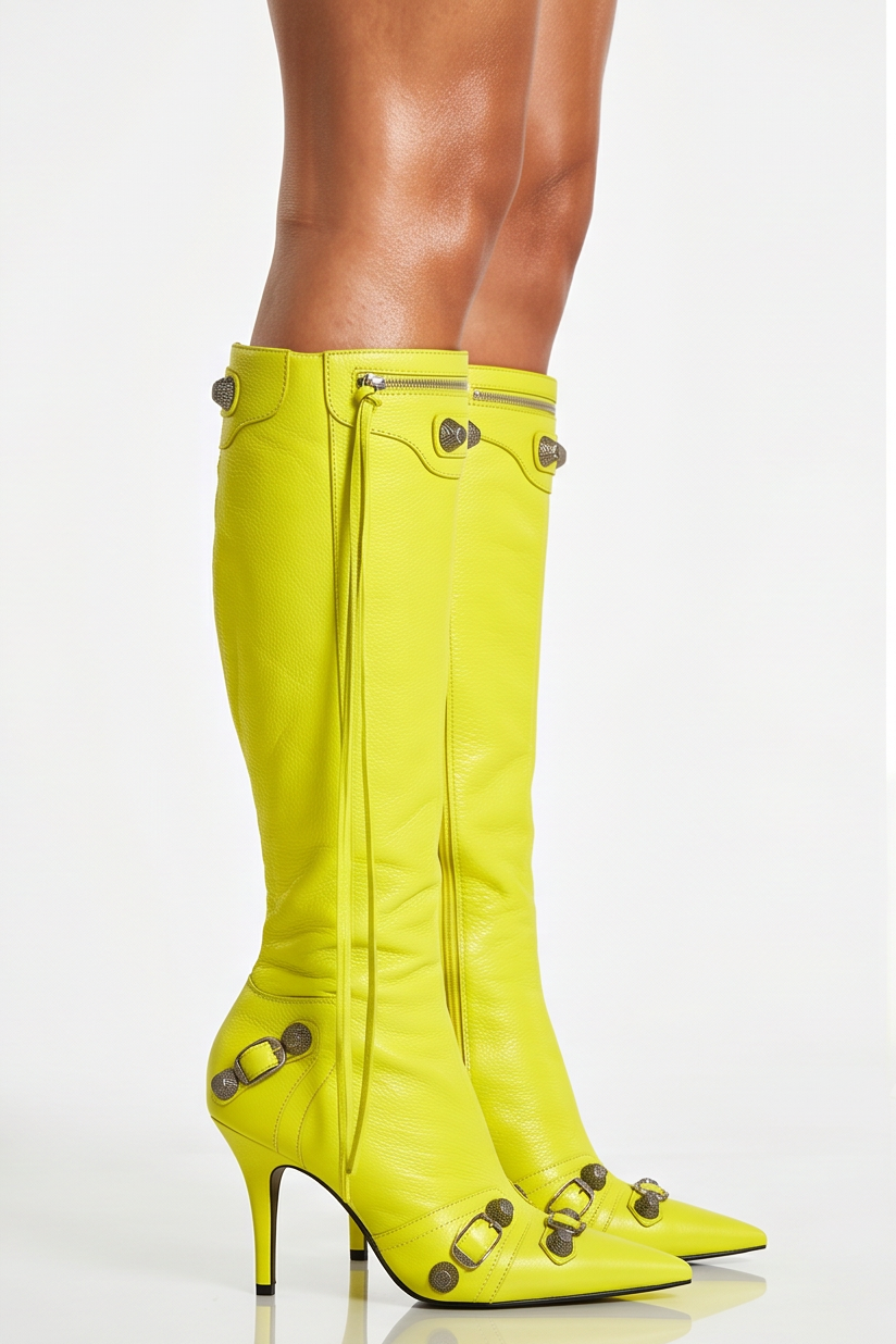 Roxy Moto Studded Pointed Toe Knee High Boots