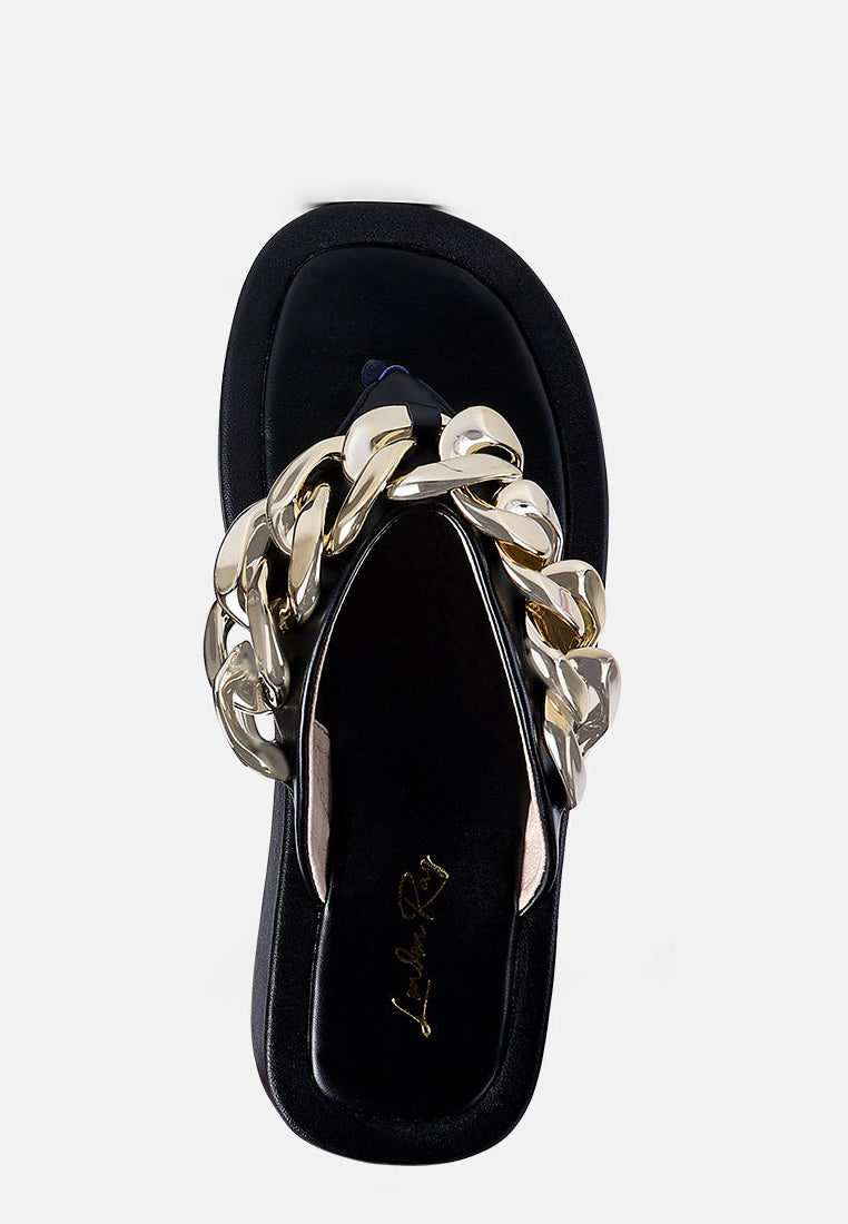 Alora Chunky Link Chain Detail Thong Flatform Sandals