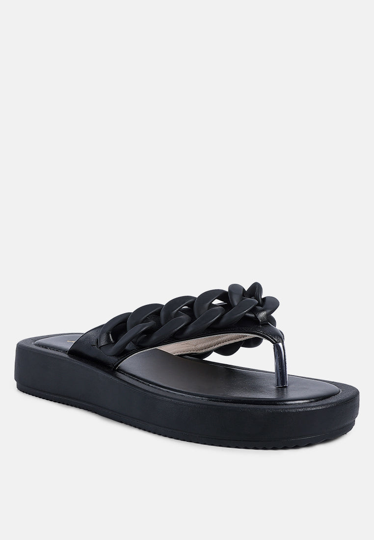 Alora Chunky Link Chain Detail Thong Flatform Sandals