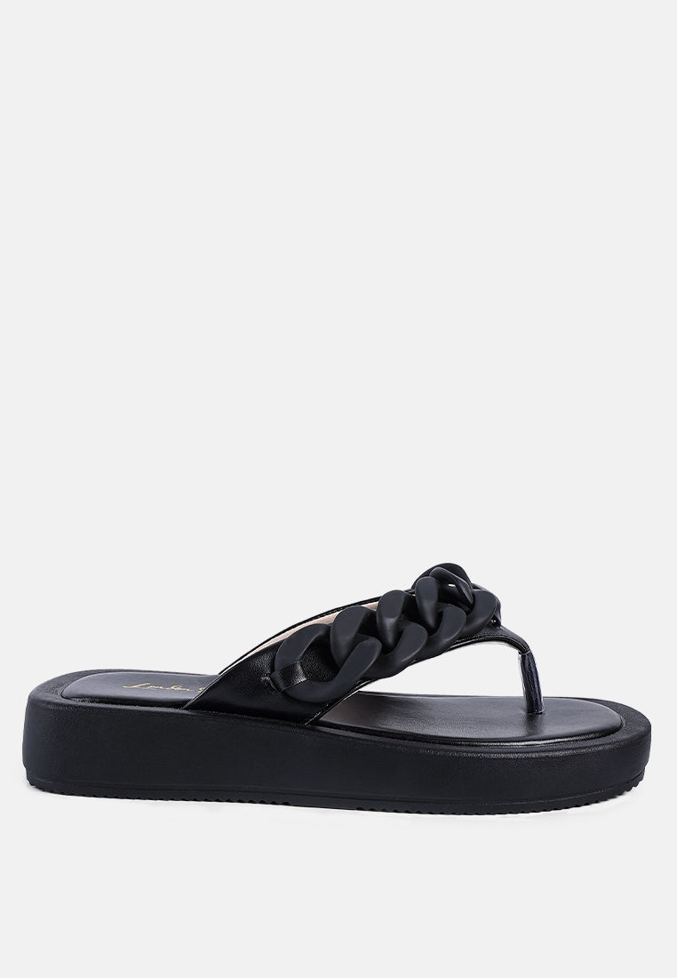 Alora Chunky Link Chain Detail Thong Flatform Sandals