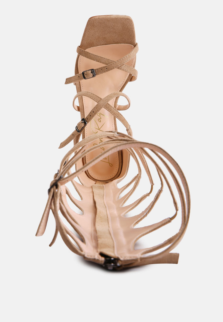Mickey Knee High Strappy Gladiator Stiletto High Heel Sandals