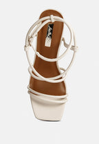 Anya Square Toe Strappy High Heel Wedge Sandals
