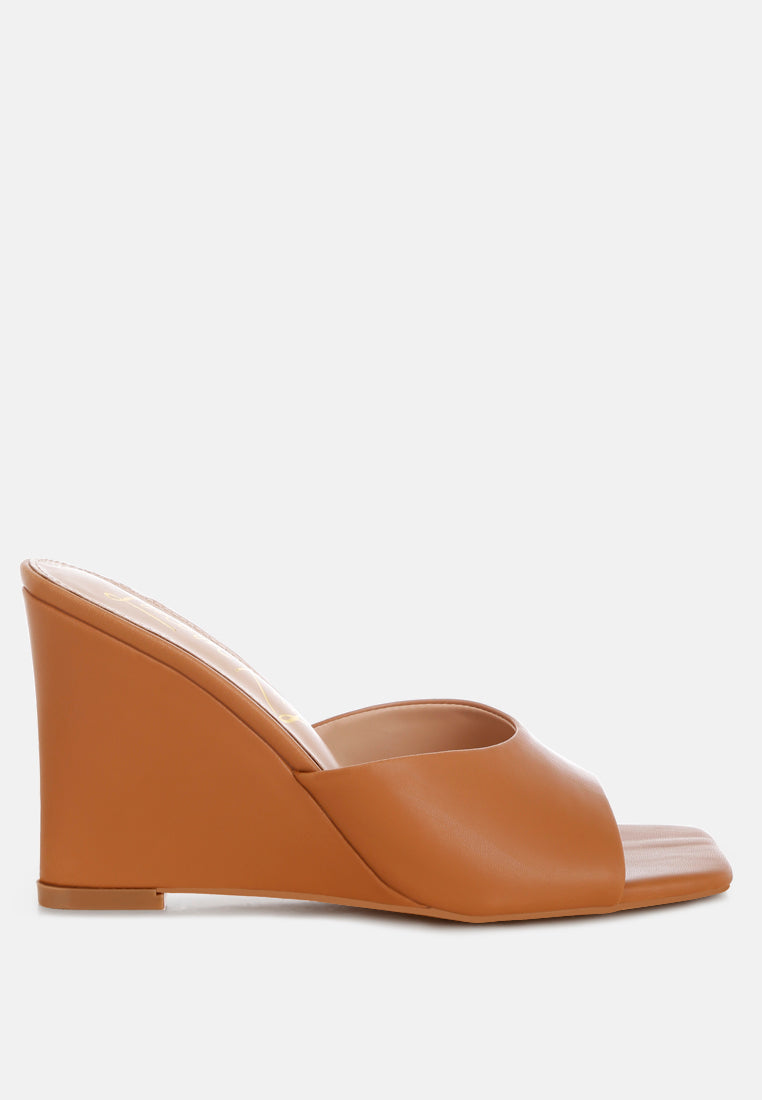 Shiloh Square Toe High Heel Wedge Mules