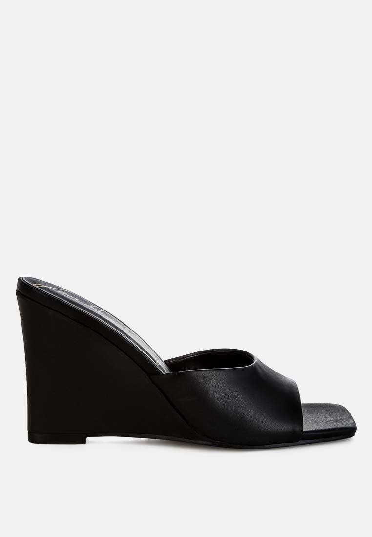 Shiloh Square Toe High Heel Wedge Mules