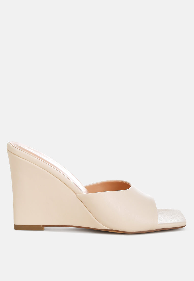 Shiloh Square Toe High Heel Wedge Mules