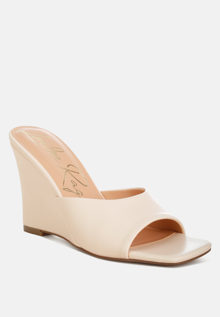 Shiloh Square Toe High Heel Wedge Mules