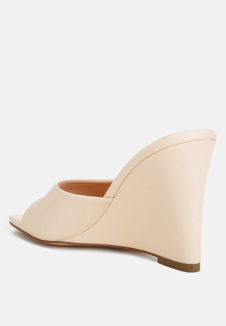 Shiloh Square Toe High Heel Wedge Mules