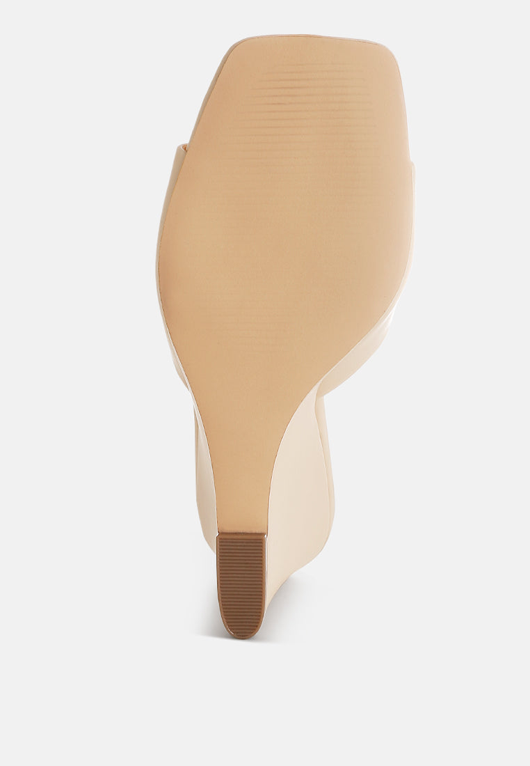 Shiloh Square Toe High Heel Wedge Mules