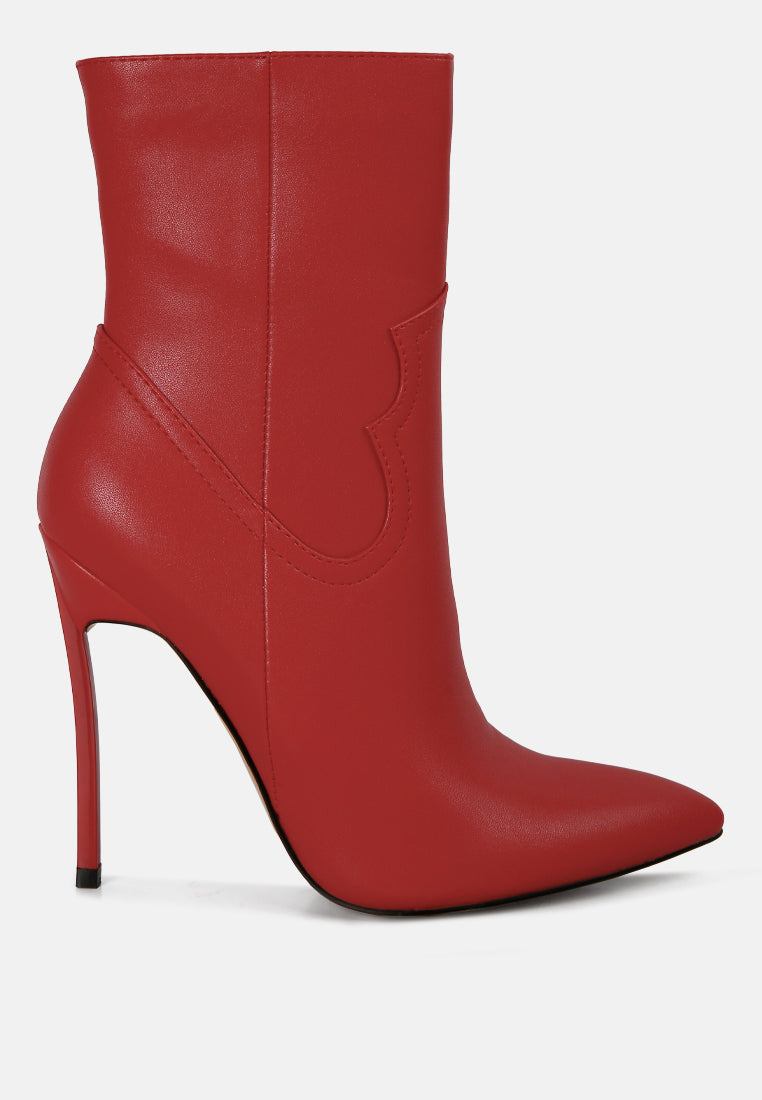 Sienna Pointed Toe Stiletto High Heel Ankle Cowgirl Boots