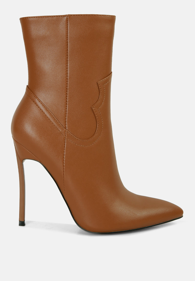 Sienna Pointed Toe Stiletto High Heel Ankle Cowgirl Boots